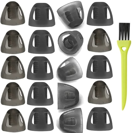 [BRSRMBLQBEMWKCAY] 20Packs Small 6mm Hearing Aid Domes Smoky Gray Tips for GN Resound Comfortable for Open Fit BTE Sound Amplifier PSAP Kit Invisible (Small) with 1 Brush