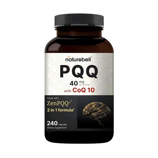[BRSW2GI5A4NROADJ] NatureBell PQQ with CoQ10-240 Capsules - 40mg Active PQQ with 10mg Coenzyme Q10 - Cellular Energy & Cognitive Function Support - Antioxidant Nutrients for Heart & Brain Health*