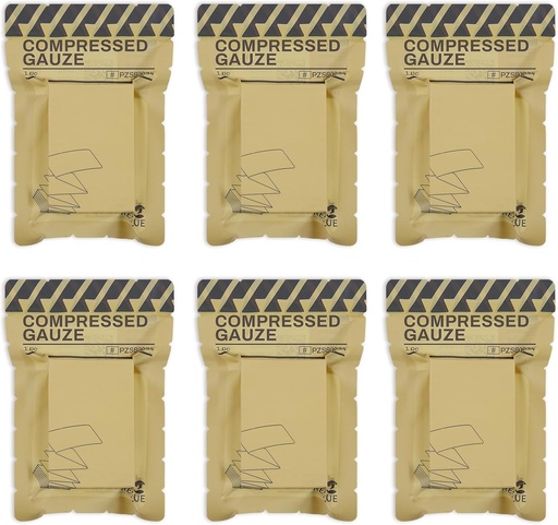 [BRSW2FIRAUHQMHTX] RHINO RESCUE Gauze comprimé stérile pour habillage de plaie d'urgence, trousse de premiers soins et trauma, 6 paquets