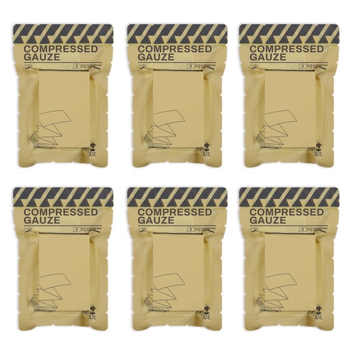 [BRSW2FIRAUHQMHTX] RHINO RESCUE Sterile Compressed Gauze for Emergency Wound Dressing, 6PC | Ultra Compact Compressed, High Absorbency, Portable Lightweight, Trauma First Aid Supplies, Quick-Peel Easy Opening