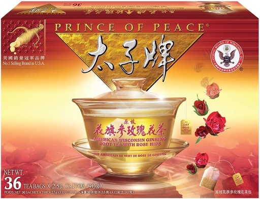 [BRSWIAQTOV5RK2LA] Prince of Peace®American Ginseng Rose Tea (36 sachets)