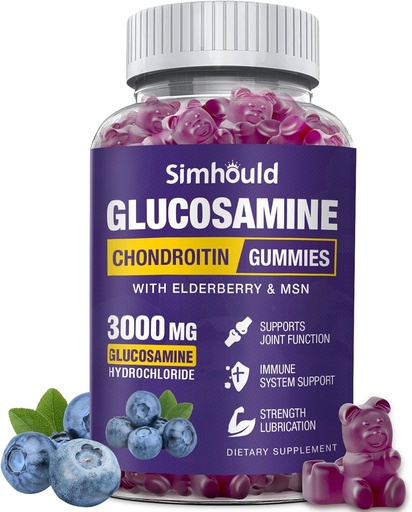[BRSROAALOUHAGAY7] Glucosamine Chondroitin Gummies - 3000MG Extra Strength Joint Support Supplement with MSM & Elderberry, Flexibility, Antioxidant Immune Support Gummy for Adults, Men & Women