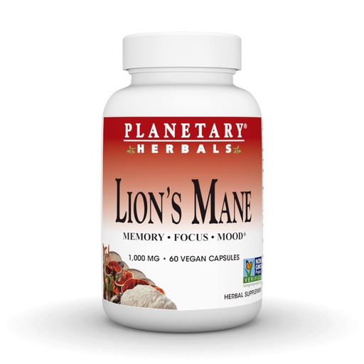 [BRSROZT6BV7AGYIU] Planetary Herbals Lion's Mane, 1,000 mg - 60 Vegan Capsules | Non-GMO Project Verificed Vegan Herbal Supplement for Memory, Focus, and Mood Support