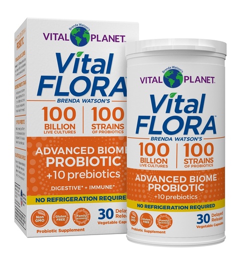 [BRSW2EDROIIGAGTA] Vital Planet - Vital Flora Advanced Probiotic 100 Billion CFU, 100 Diverse Strains, 10 Organic Prebiotics, Immune Support, Digestive Health Shelf Stable Probiotics for Women and Men 30 Capsules