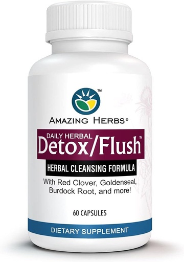 [BRSWIYQGBUJRS2YZ] Amazing Herbs Detox/Flush Blood Purifier - All Natural Detoxifying Supplement Made with 7 Powerful Cleansing & Purifying Agents - 60 Count