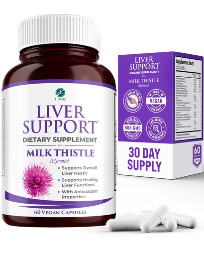 [BRSWIHIMAAMAEAYV] 1 Body Liver Cleanse Detox & Repair – Milk Thistle Liver Support Supplement with Turmeric & Artichoke for Healthy Liver Function – Herbal Liver Health Formula for Fatty Liver - 60 Count