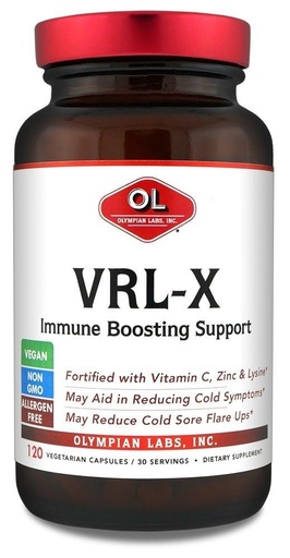 [BRSWIYA6C4FGCCQ7] Olympian Labs VRL-X Advanced Immune Support, Vitamin C, Zinc & Lysine, May Aid in Cold Sore Relief, 120 Capsules