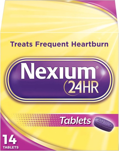 [BRSWKEI4BQIQGDDE] Nexium 24HR Delayed Release Heartburn Relief Tablets, Esomeprazole Magnesium Acid Reducer, 20 mg, 14 Count