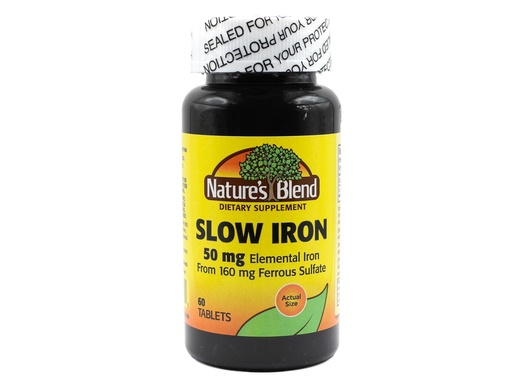 [BRSWIZY5BZ4WA2TA] Nature's Blend Slow Iron 50 mg (160 mg) Compare to Slow Fe® 60 Tablets