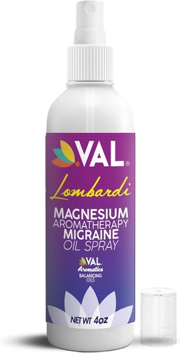 [BRSWYYIQOYCBMGY4] VAL Lombardi Magnesium Aromatherapy Spray – Migraine & Headache Relief Oil with Zechstein Magnesium, Lavender, Peppermint & Chamomile – Fast-Acting, Vegan, Cruelty-Free – 4 oz, Made in USA