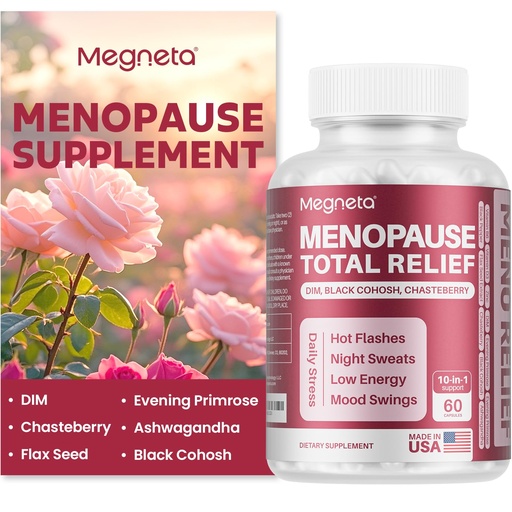 [BRSRAFQKBYGQ4F32] Menopause Supplements for Women - Perimenopause Relief with Black Cohosh, DIM, Chasteberry & Ashwagandha - Hot Flashes, Hormone Balance, Night Sweats, Mood Swings & Sleep Support, 60 Capsules