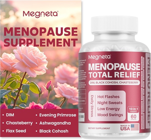 [BRSRAFQKBYGQ4F32] Suplementos de la menopausia para las mujeres, soporte Flash calientes &amp; Night Sweats, con Black Cohosh, DIM " Evening Primrose, Hormonal Balance " Mood Support – 60 cápsulas