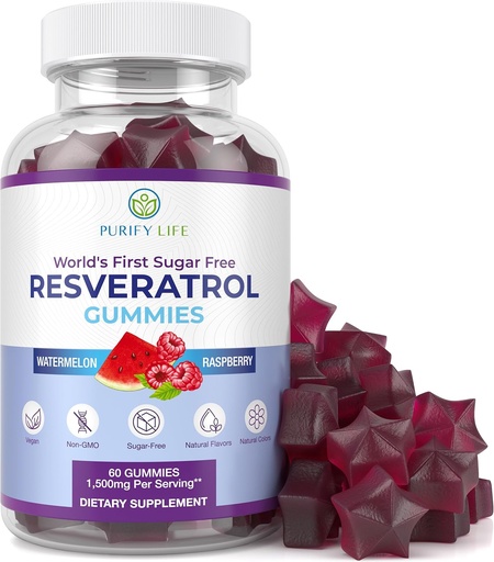 [BRSRMEIYC4OWG2T6] Gummies de Resveratrol Libre de Azúcar - Antioxidante Potente - Resveratrol Suplemento de Apoyo Digestivo &amp; Salud Inmunitaria - Herb Natural para el Crecimiento Celular " Reparación - Fácil Alternativa NMN Chewable