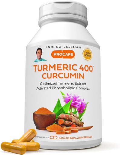 [BRSWGBAPAAFAY2QZ] VREW LESSMAN Turmeric 400mg - 120 Capsules - 25% Optisullu Faydaları və Aboreksiya üçün Fosfolipid Kompleksi, Yüksək Potensiallaşdırma Standartlaşdırma, Swallow Capsules üçün Kiçik Easy