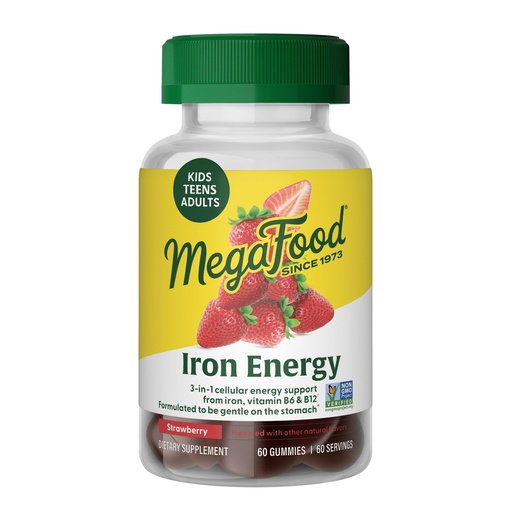 [BRSROAQYPN7RSH3U] MegaFood Iron Energy Gummies, Iron Supplement for Women, Men, Teens & Kids with Vitamin B12 & B6, Vitamins, from The Makers of Blood Builder Supplement, Strawberry Flavor, 60 Count