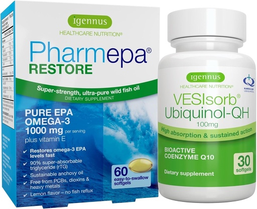 [BRSW2Y34OF6WKEQZ] Pharmepa Restore EPA & VESIsorb Ubiquinol-QH CoQ10 Heart Health Bundle, by Igennus