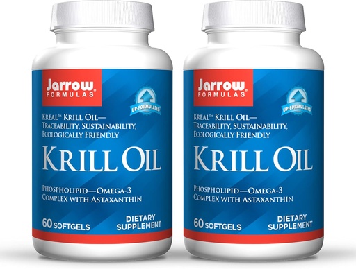 [BRSWIYAFBIHAMFYV] Jarrow Formulas Krill Oil - 60 Softgels - Phospholipid Omega-3 Complex with Astaxanthin - May Support Lipid Management, Brain Function & Metabolism - 30 Servings