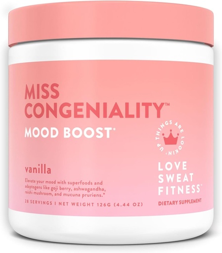 [BRSW2ZYBPN6GMG3J] Love Sweat Fitness Mood Boost Powder | Miss Congeniality Vanilla Blend | Improves Focus, Elevates Mood, Lower Stress, Fights Fatigue | No Sugar, Vegan, Gluten Free, Non-GMO | 28 Servings