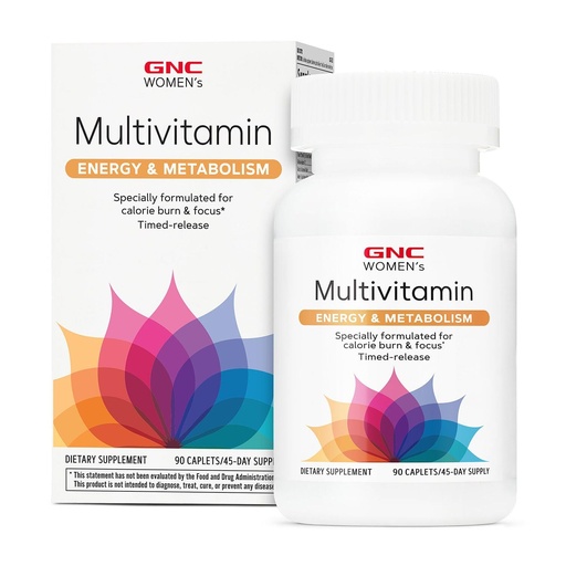 [BRSRAFI3CR5R6C3L] GNC Women’s Energy and Metabolism Multivitamin, for Focus, Calorie Burn, Active Nutrition, Immune and Bone Health, Beauty, 90 Caplets