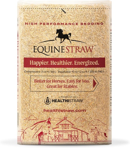 [BRSROZA7DMORQDY6] EquineStraw, 3 cu ft (25 lb) Expands to 10+ cu ft – Wheat Straw Bedding for Horses, Foaling & Trailers – Dust-Free, Allergen-Free, Absorbent, Sensitive-Skin Safe – Sustainably Sourced