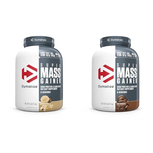 [BRSRAZYRC4PRQH3P] Dymatize Super Mass Gainer Protein Powder 52g Protein 1280 Calories 6 Pound Gourmet Vanilla & Rich Chocolate (Pack of 2)