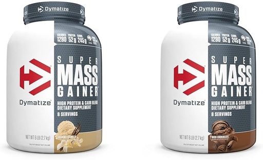 [BRSRAZYRC4PRQH3P] Dymatize Super Mass Gainer Protein Powder 52g Protein 1280 Calories 6 Pound Gourmet Vanilla & Rich Chocolate (Pack of 2)