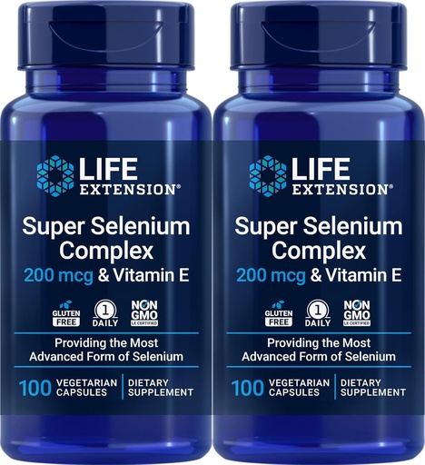 [BRSWIGYICUNR4236] Life extension Super Selenium Complex 200 mcg " Vitamin E, 100 Veg Caps (Pack of 2)