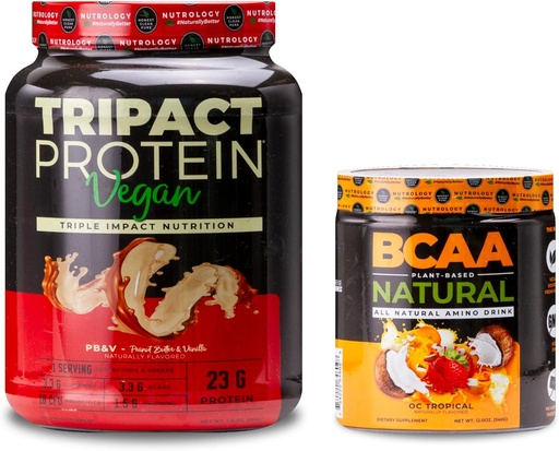 [BRSRAZD2CR7WCA36] Nutrology TRIPACT Vegan Protein Powder, for Vegan Protein Shakes, Peanut Butter Vanilla (20 Servings) BCAA Natural, Plant Based BCAA Powder, Orange Coconut Flavor (30 Servings)