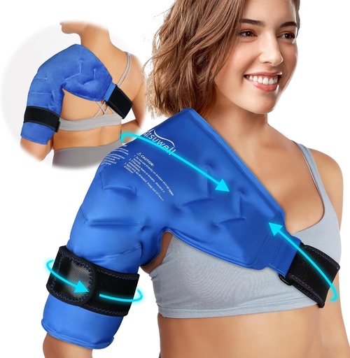 [BRSW2ZD6A4ARAEIU] Atsuwell Shoulder Ice Pack Rotator Skuć zimny kompresja, wielokrotnego użytku żel Ice Pack Ramię, Elastyczne Arm Cold Pack dla mężczyzn i kobiet, Niebieski