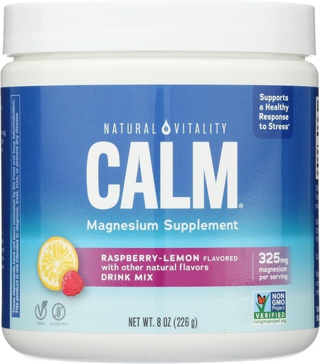 [BRSWIYQGCJ5RAE34] Natural Vitality Calm, Magnesium Supplement, Anti-Stress Drink Mix Powder, Original, Raspberry Lemon - 8 Ounce (Packaging May Vary)