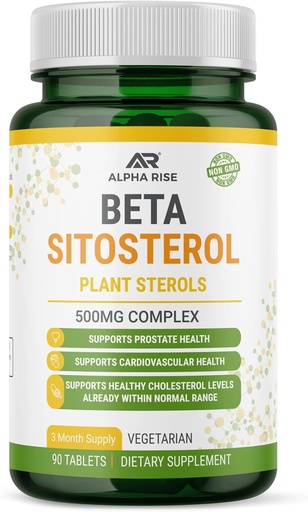 [BRSW2AAPPINW2CTX] Beta Sitosterol - 500mg 片剂 - 非GMO - 支持前列腺和健康胆固醇水平 - 激素复合体 - 天然植物固醇和斯坦诺尔