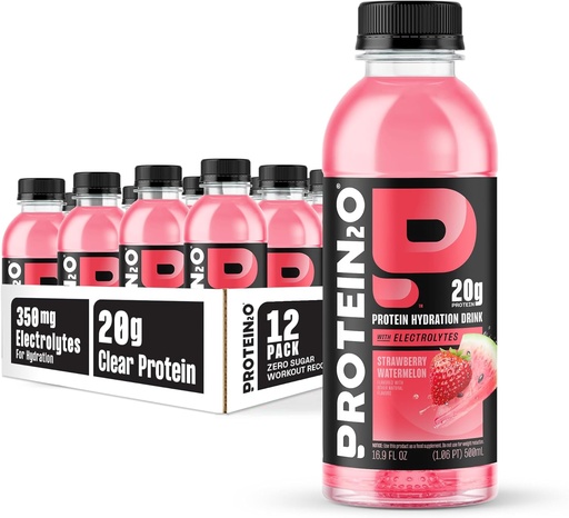 [BRSW22T4C4BWAELL] Protein2o Hydration İçki - 2-in-1 maye Clear Whey Protein Isolate və Electrolyte İçki - 20g Protein, Vitamin B5, B6 - Post-Workout Recovery - 16.9 Fl Oz - 12 Count Strawberry Watermelon