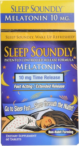 [BRSWIZA2AEFRC2I5] Sleep Soundly Melatonin 10mg, Fast Acting, Extended Release Sleep Formula, 60 servings, Blue
