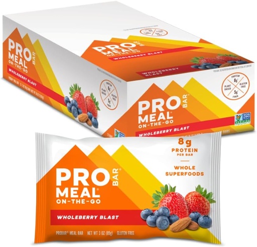 [BRSWIYQACUABE33O] PROBAR - MEAL Bar, Wholeberry Blast, Non-GMO, Gluten-Free, Healthy, Plant-Based, Whole-Food Ingredients, Natural Energy (12 Count)
