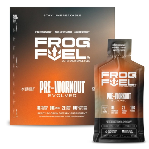 [BRSWIG3ZBYHAI232] Frog Fuel Ultra Energy Gel & Pre Workout Shot with 1500mg Beta Alanine, Electrolytes 8g Protein Nano-Hydrolyzed Grass Fed Collagen, 10g Carbs, Gluten Free, Fat Free, Berry, 1.2 oz Packets, 24 Pack