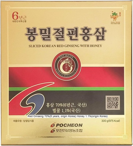 [BRSWG2YNCQCRYGTJ] Pocheon 300g(10.6oz) 6Years Korean Panax Red Ginseng Slice with Honey, Saponin, Natural Immune Support