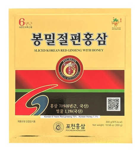 [BRSWG2YNCQCRYGTJ] Pocheon 300g(10.6oz) 6Years Sliced Korean Panax Red Ginseng Roots with Honey, Saponin