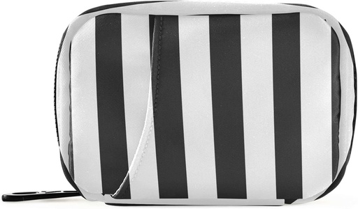 [BRSROYIBBAGWMAI6] Pfrewn Pill Organizer Case Black and White Striped Travel Pill Box with Zipper 7 Day Portable Small Weekly Vitamin Medicine Supplement Holder Pouch Bag for Women Men