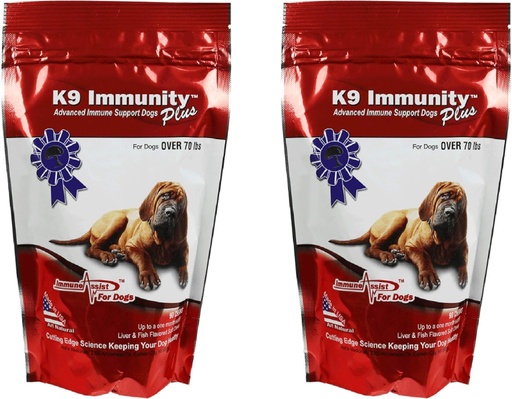 [BRSWIZYGC4PGYAAV] Aloha Medicinals K9 Immunity Plus, Immune Support Supplement for Dogs Over 70 lbs, Organic and Mushroom Enhanced Dog Health Supplies, Pack of 2, 90 Chews