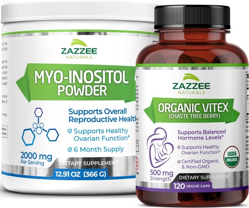 [BRSW2HT6BV6RA3QY] Zazzee Myo-Inositol Powder and USDA Organic Vitex Capsules, Vegan, All-Natural and Non-GMO