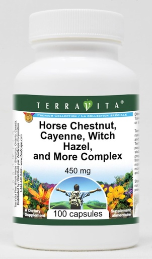 [BRSWI2QRPMNWICIZ] Terravita Horse Chestnut, Cayenne, Witch Hazel, e Mais Complex - 450 mg (100 Cápsulas, ZIN: 517073)