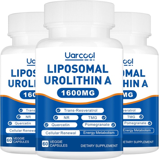 [BRSRAFA6A55WKE32] Urolithin A Supplement 1600mg Promote Muscle Strength and Energy Production, TMG for Healthy Homocysteine Levels and Nicotinamide riboside NAD+ Boost for Longevity - 60 Softgels (3 Bottles)
