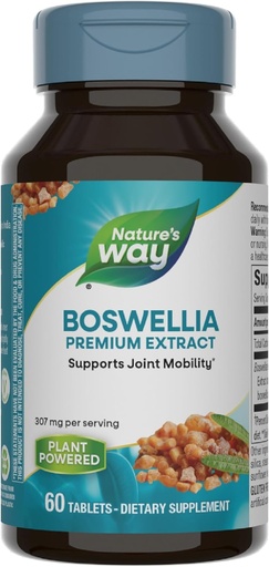 [BRSWIFQCAYOA4ET6] Nature 's Way Boswellia Premium Extract, Supports Joint Mobility *, 307 mg Boswellia serrata Extract per Serving, Frankense Supplement, Gluten Free & Vegan - 60 tablet (Packaging May Vary)