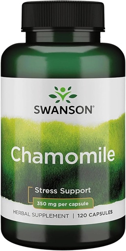[BRSWECQOBUDQ2232] Swanson Chamomile Stress Support - Made with German Chamomile Flower - Herbal Supplement to Promote Stress, Relaxation and Sleep Support - Helps Easy Body and Mind - (120 Capsules)