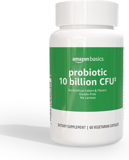 [BRSWGHA3C4MBQALH]   Basics Daily Probiotic, 10 Billion Active Cultures, Supporting Digestive and Intestinal Health, Capsule, 60 Count, Two Month Supply