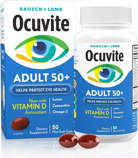 [BRSWIYQPAYMQCHD2] Ocuvied 50+Cunic & Mineral, Multivitamin for Vision & Ocular Health with Omega-3, Ziccc, C & E, Lutein & Zeaxanthin, Zirc phụ cho phụ nữ và đàn ông, 50 Softgels