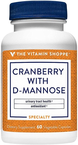 [BRSRMCTYPNYWKEQ7] D-Mannose, Urinary Tract & Bladder Health, Cranrich (Cranberry Concentrate) (60 Veggie 캡슐)를 가진 60mg 비타민 C를 가진 산화 방지제