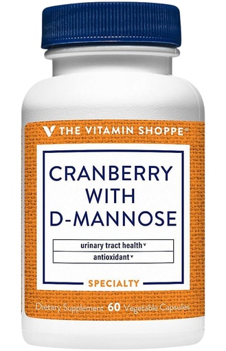[BRSRMCTYPNYWKEQ7] The Vitamin Shoppe Cranberry with D-Mannose - Urinary Tract & Bladder | with Vitamin C CranRich | 60 Veggie Caps | Women's Health