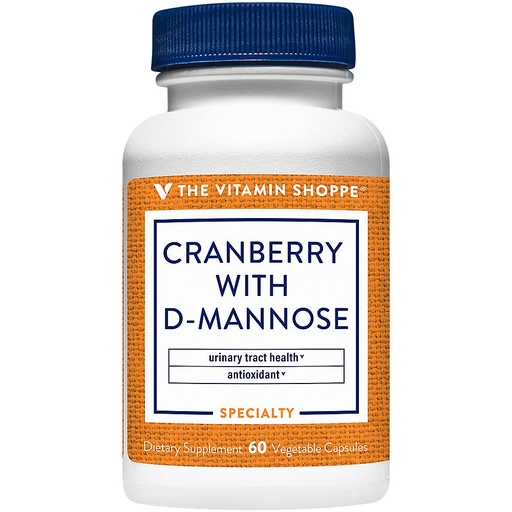[BRSRMCTYPNYWKEQ7] The Vitamin Shoppe Cranberry with D-Mannose - Urinary Tract & Bladder | with Vitamin C CranRich | 60 Veggie Caps | Women's Health