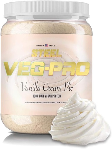 [BRSWYZYOBMIGYCTL] Steel Supplements Veg-PRO | Vegan Protein Powder, Vanilla Cream Pie | 25 Servings (1.65lbs) | BCAA Amino Acid | Gluten Free | Non Dairy | Low Carb Formula